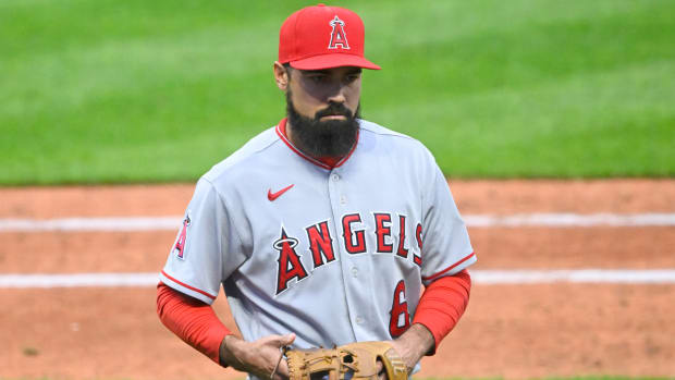 Anthony Rendon on the field in an Angels uniform